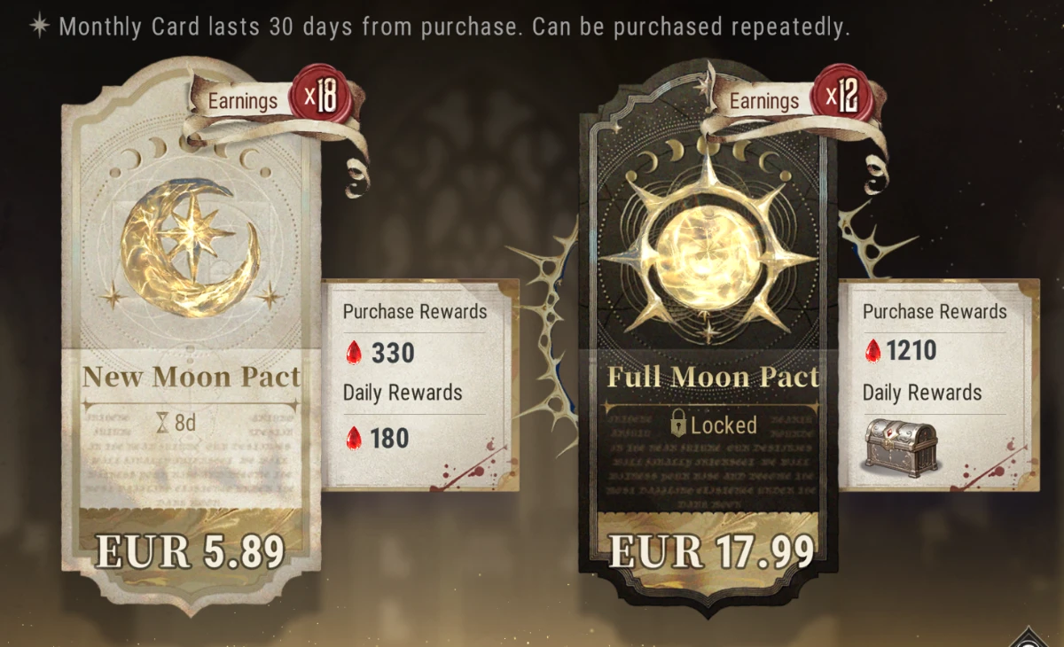 Silver and Blood monthly cards